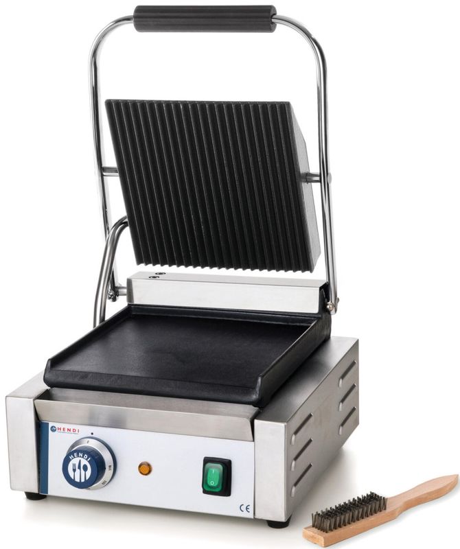 Hendi Pressgrill -Rillet topp og glatt bunn