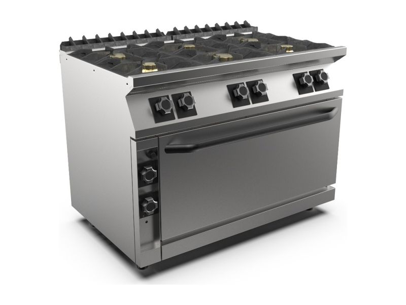 Mareno PC712GFGMG Gasskomfyr 6 brennere, gass Maxi-ovn (med el-element), 55 kW